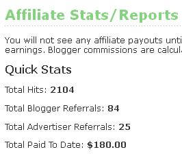 Affiliate Earnings screen