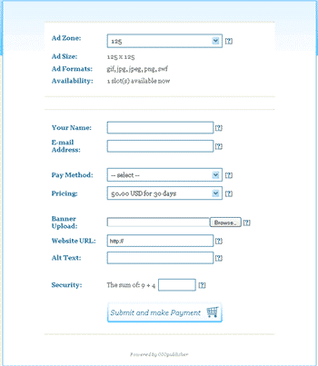 OIO Publisher Plugin Ads Selection Form