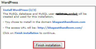 Finish WordPress Installation