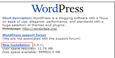 Wordpress New Installation