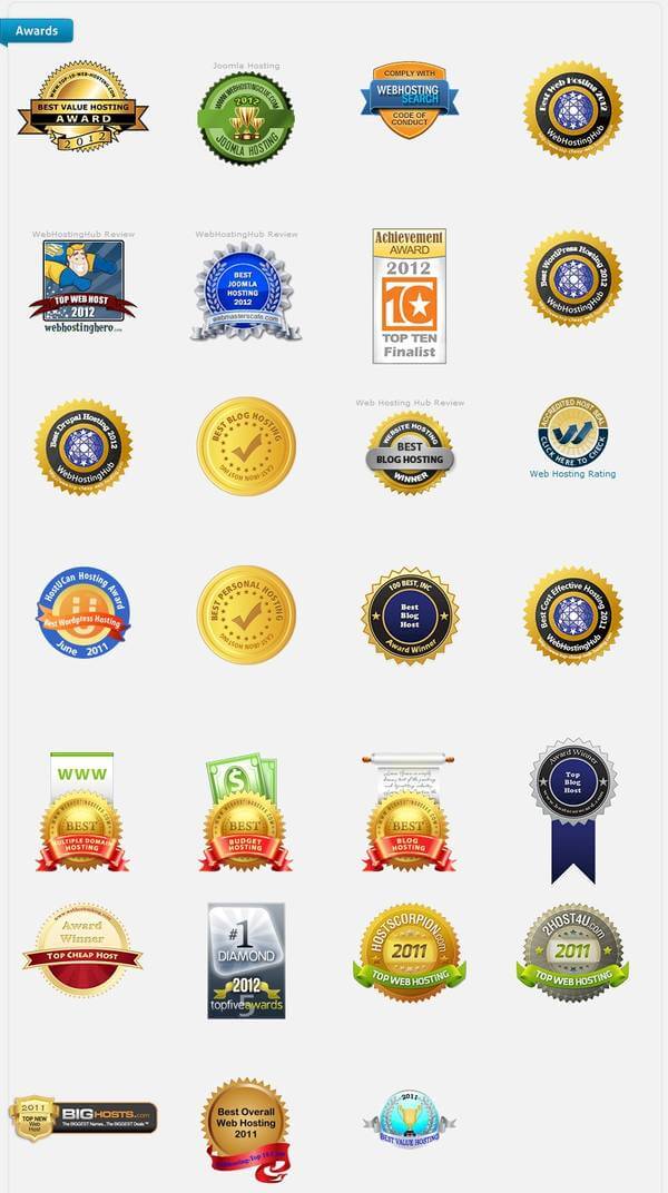 WebHostingHub Awards List