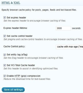 Browser Cache HTML & XML