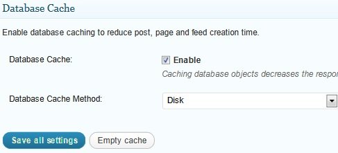 General Database Cache Settings