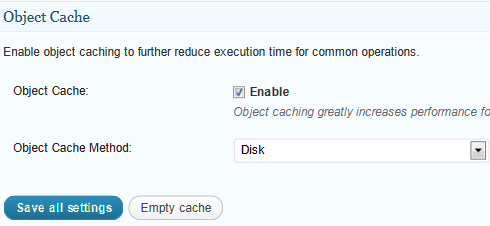 General object cache settings