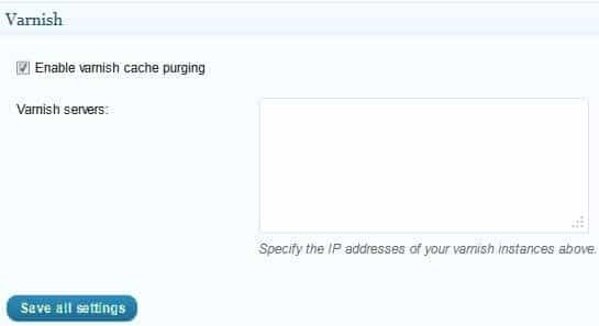 Varnish settings