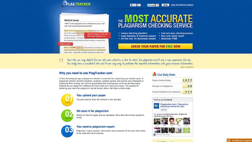 Plagiarism checking tool
