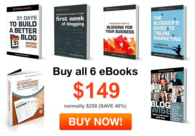 Probloggers ebook package of 6 books and workbooks