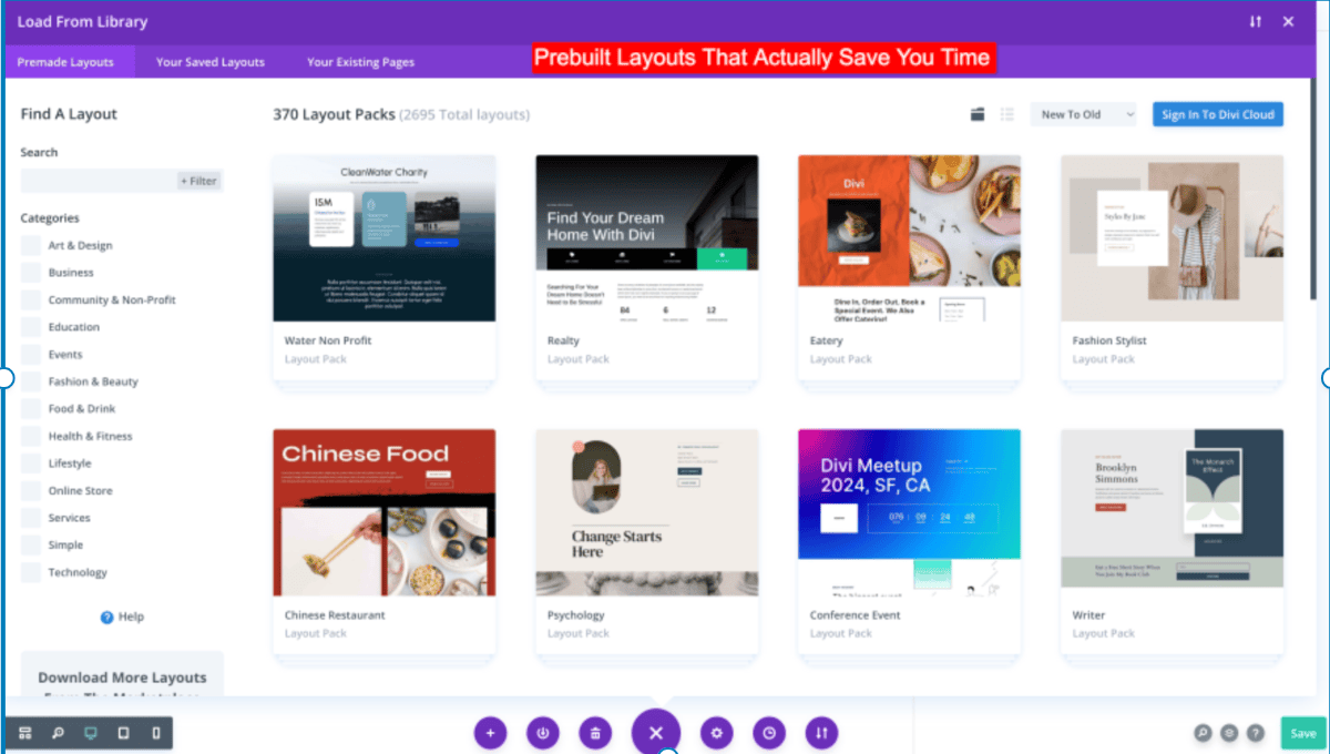 Divi Prebuilt Templates