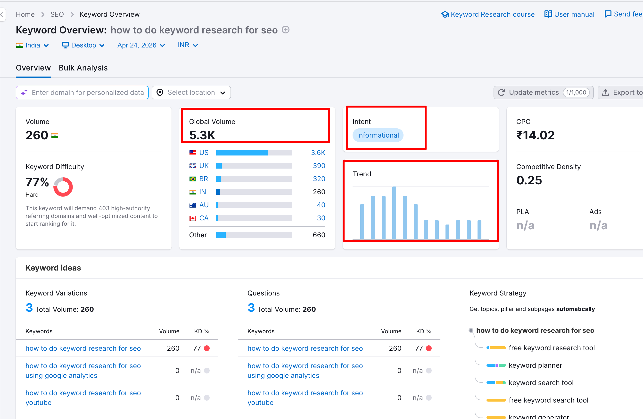 keyword overview report