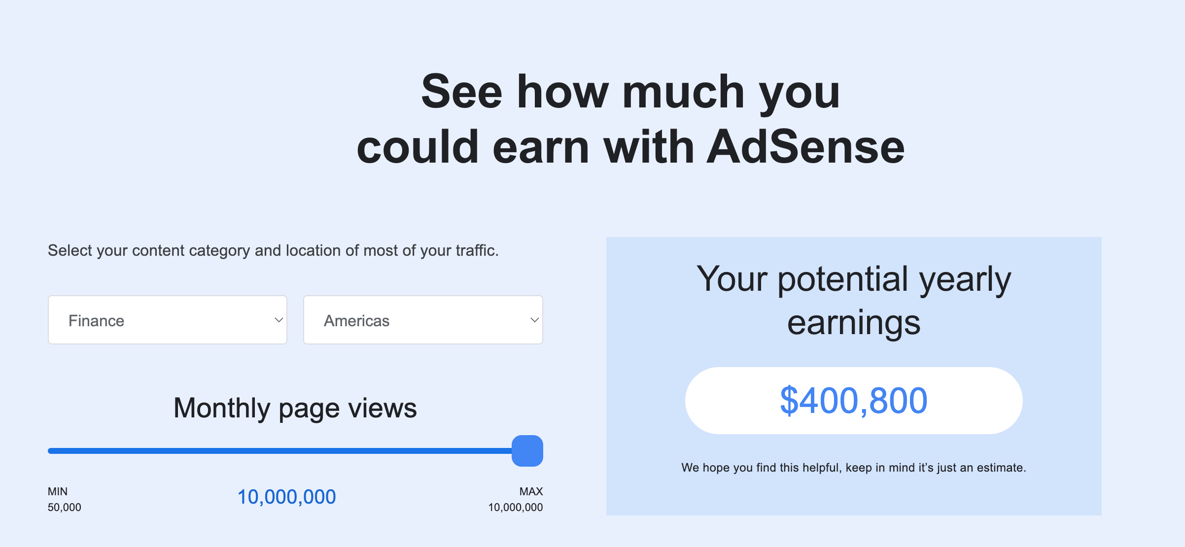 adsense calculator google
