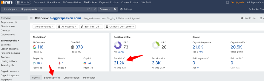 backlink finder tool of ahrefs