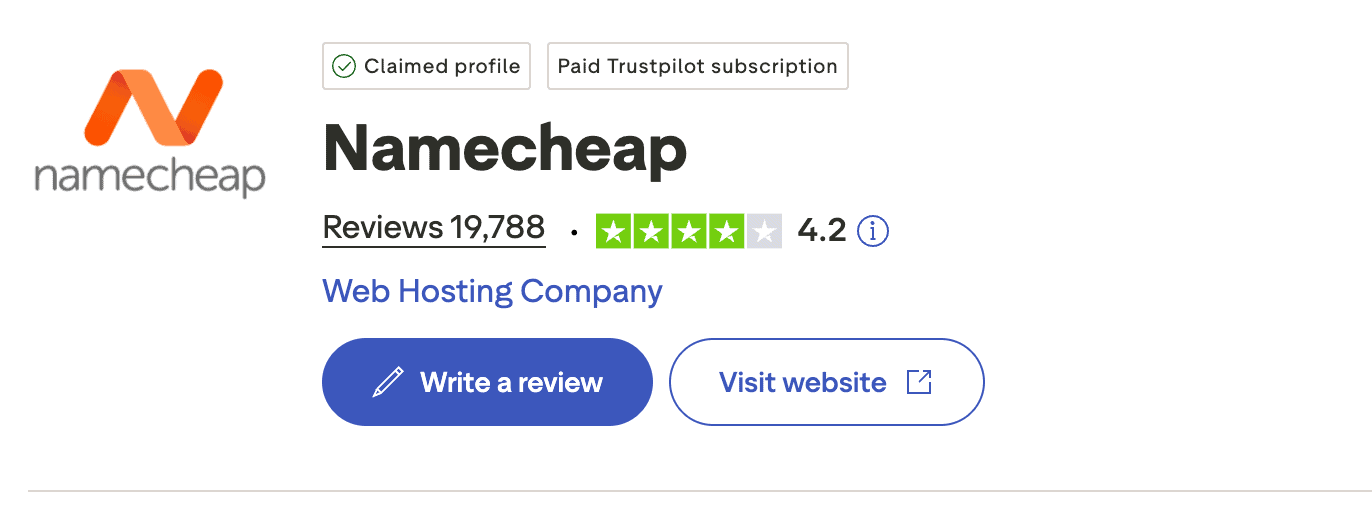 namecheap on trustpilot