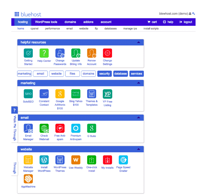 bluehost cpanel look