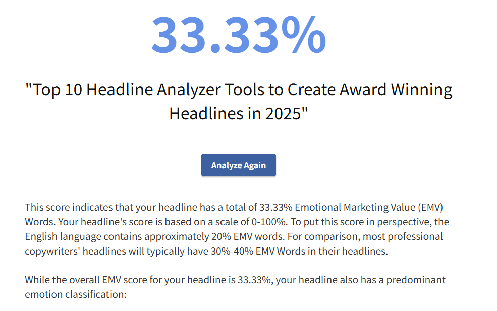 Headline Analyzer Results