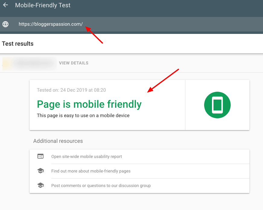 Google’s Mobile-Friendly Test tool