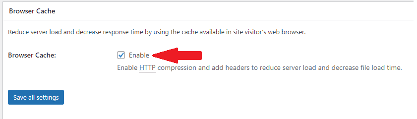 enable browser cache