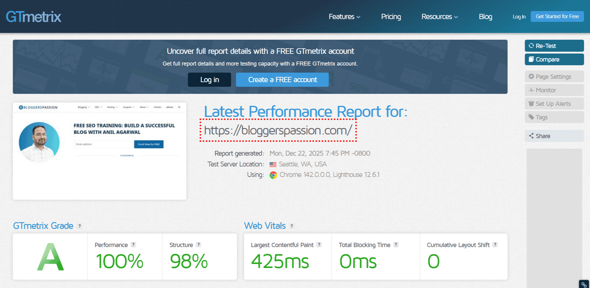 Performance Test of BloggersPassion Performance Test of BloggersPassion