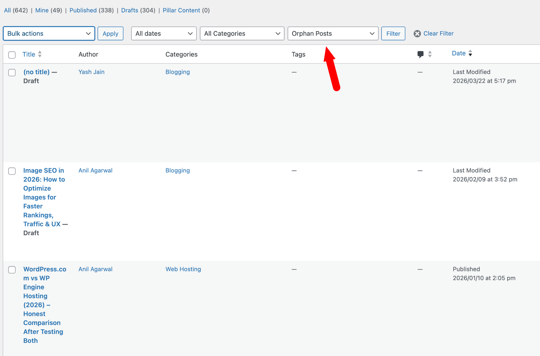 rankmath Orphan Posts