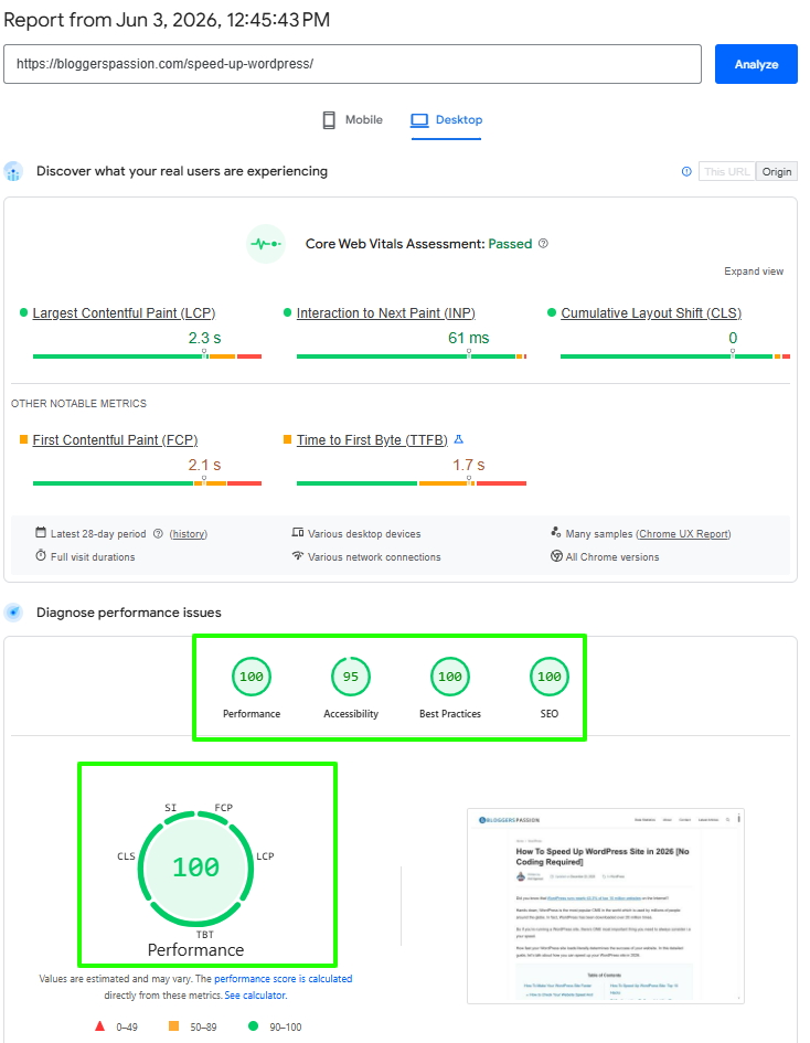 Page Speed Insights by Google