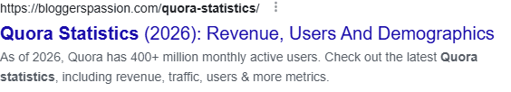 Quora Statistics SEO Title Tag
