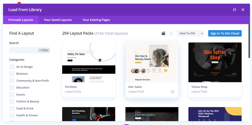 divi template libraries