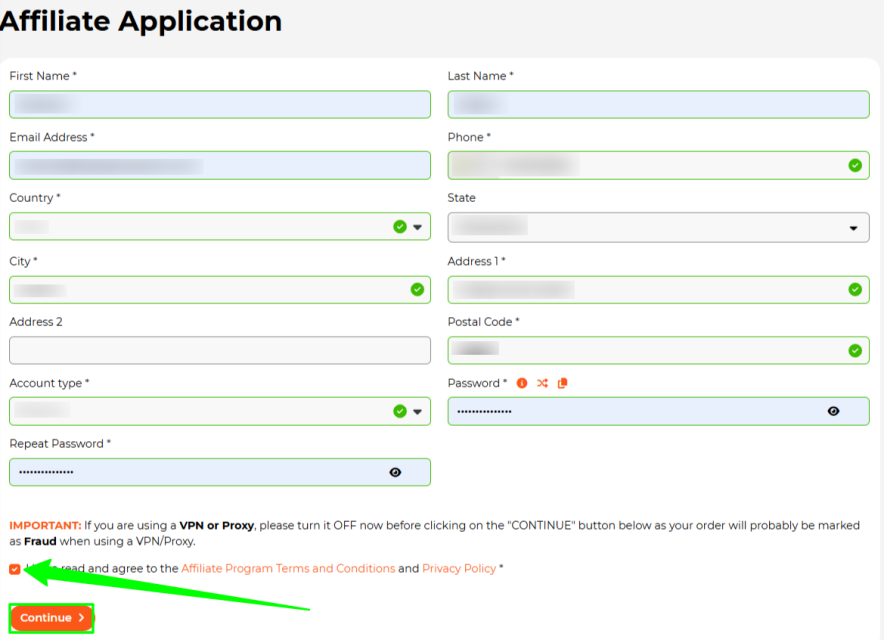 Fill Out the WPX Affiliate Application Form