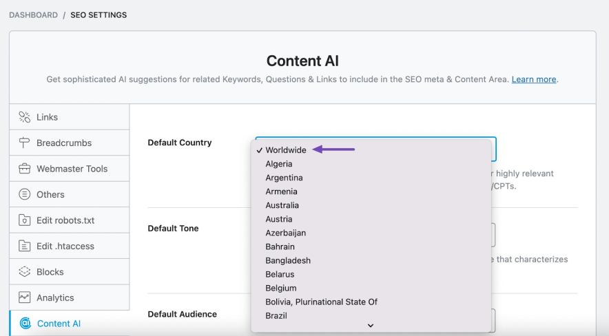 Rank Math AI Country