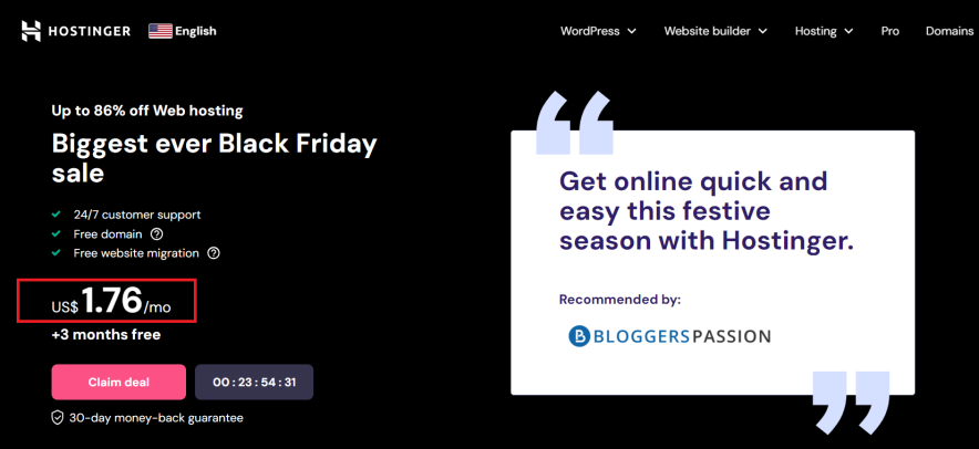 hostinger black friday deal 2025