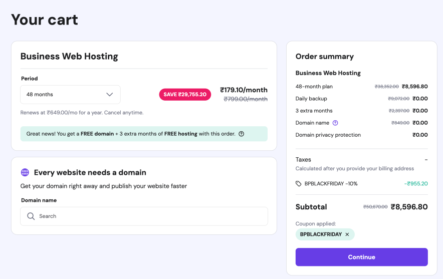 hostinger business plan pricing after coupon