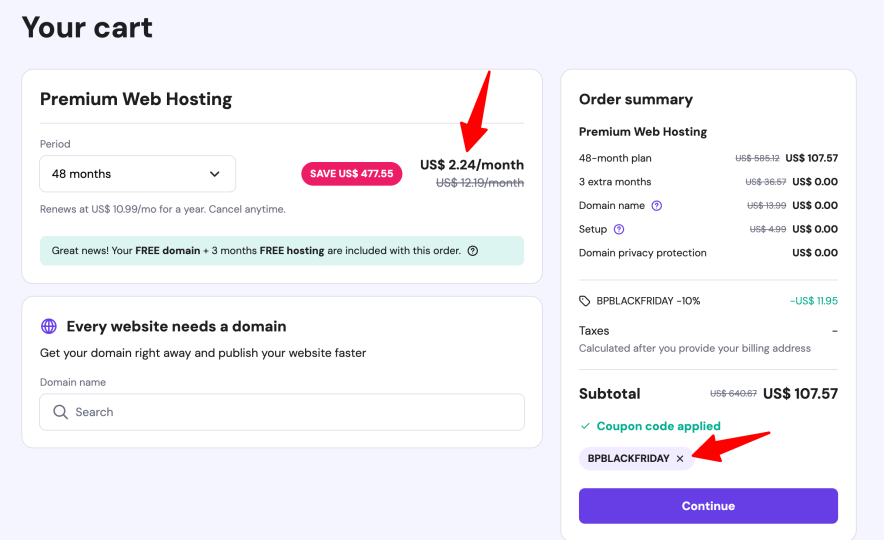 hostinger pricing after black friday coupon