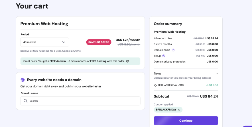 hostinger pricing after black friday coupon