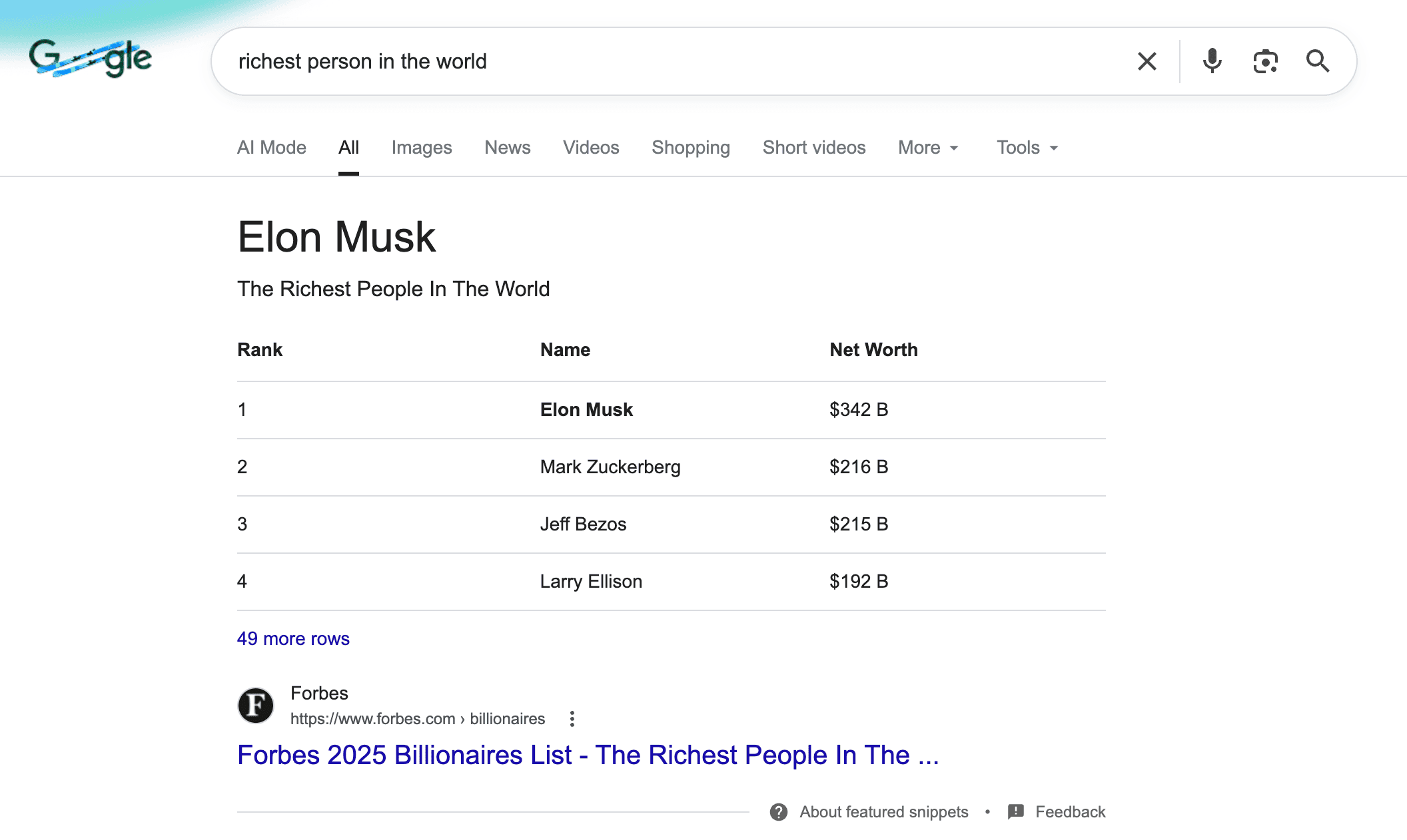 featured snippet