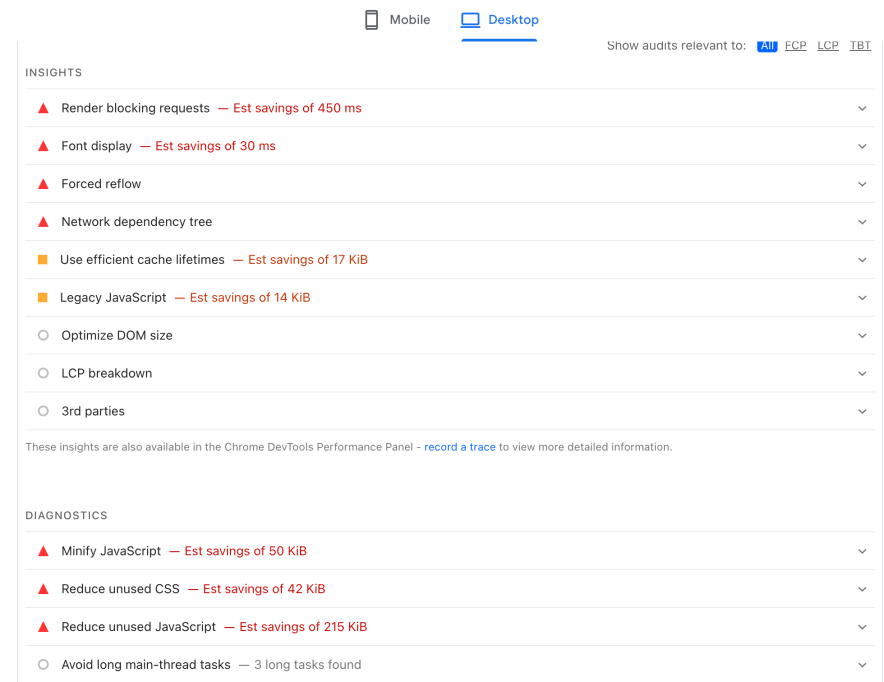 insights and diagonitics reports shown after wp rocket on kinsta