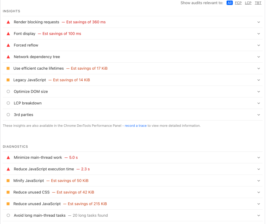 insights and diagonitics reports shown before wp rocket on kinsta