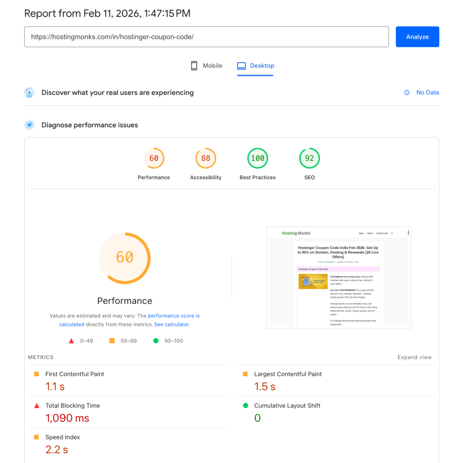 testing wp rocket on kinsta - before results
