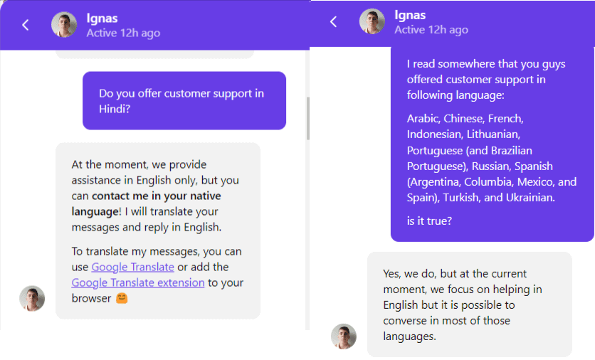 chat with the hostinger agent named ignas