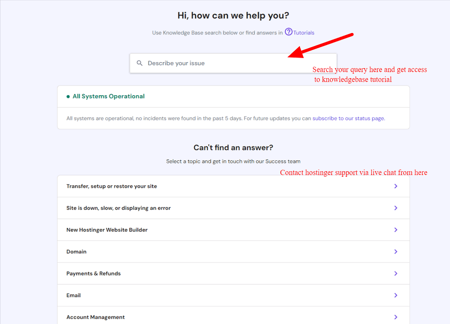 hostinger helpdesk dashboard