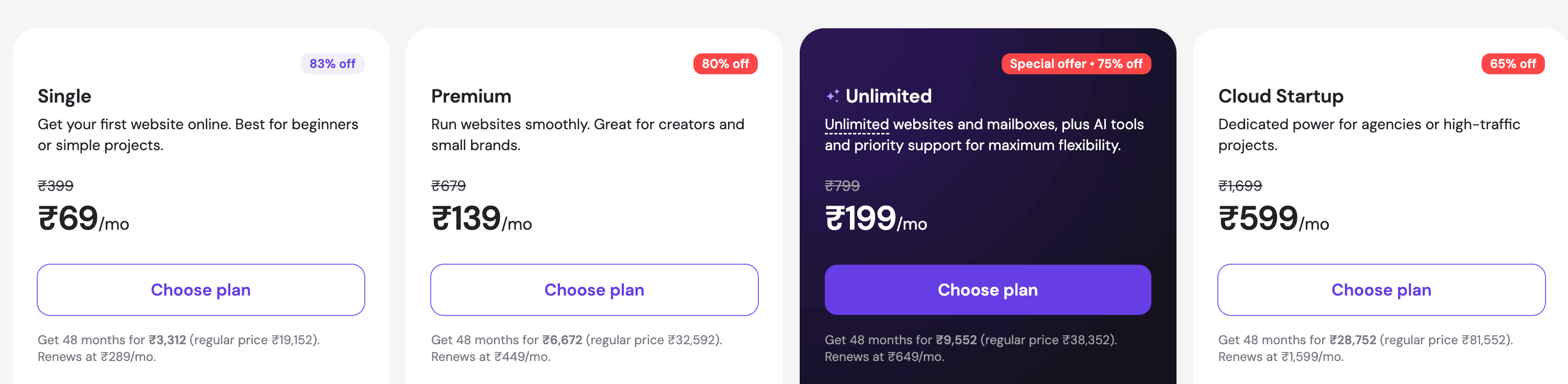 hostinger pricing india