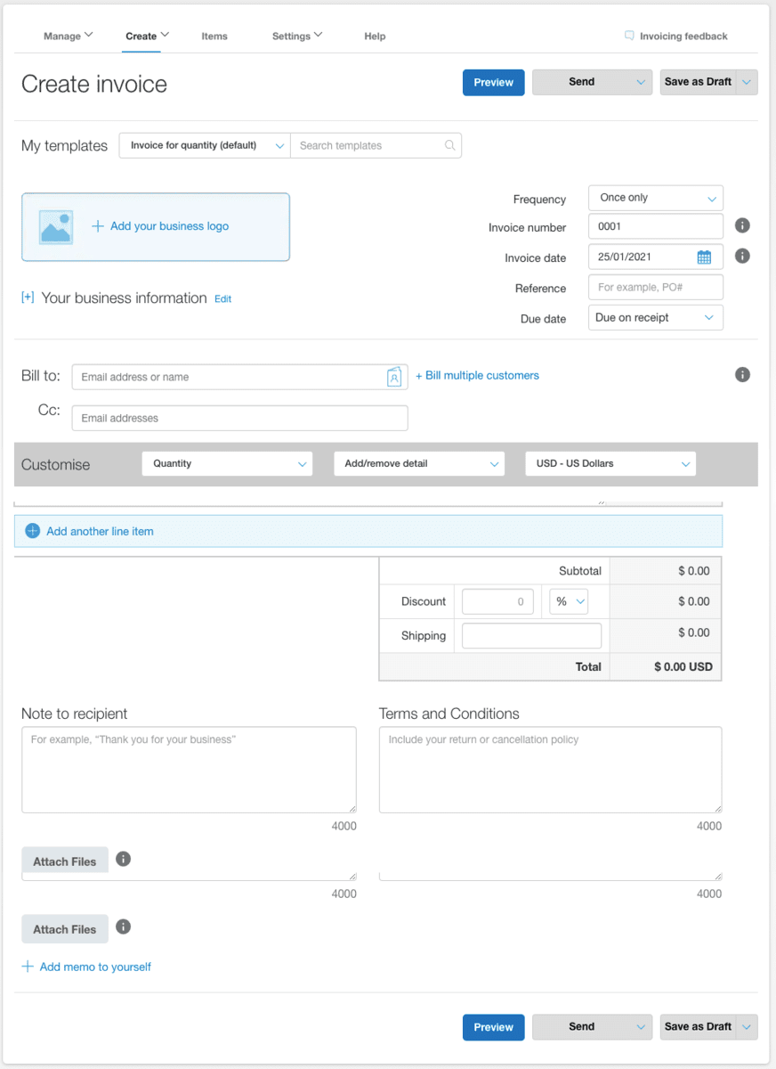 paypal invoice percentage