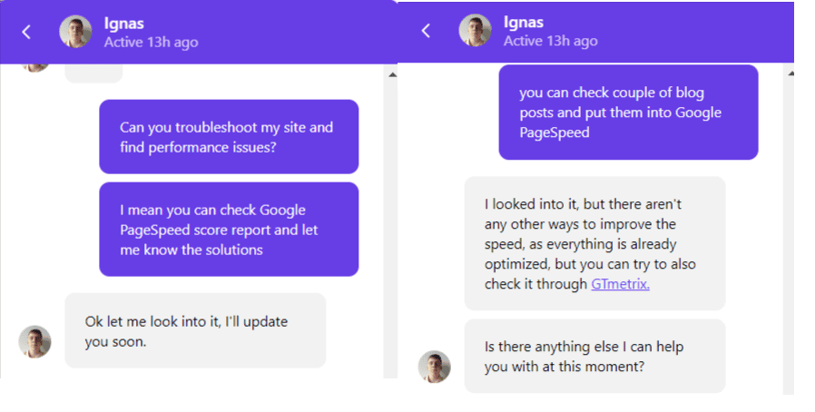 technical help asked to support agent