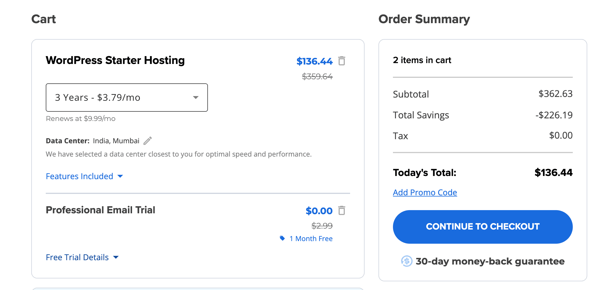 bluehost final pricing