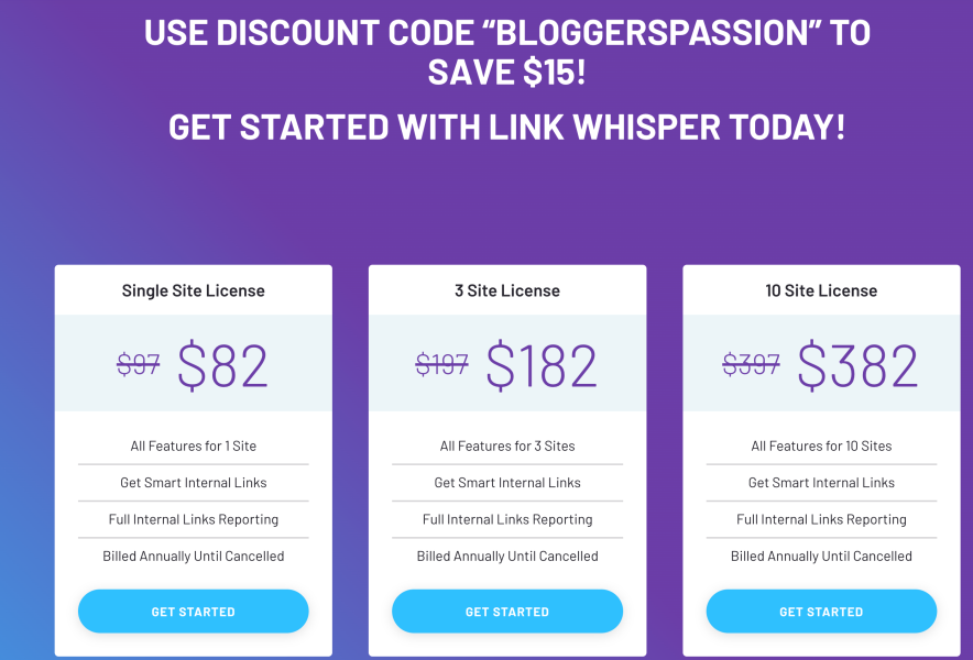 discounted plans of link whisper