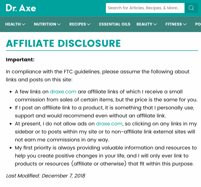 affiliate disclaimer axe