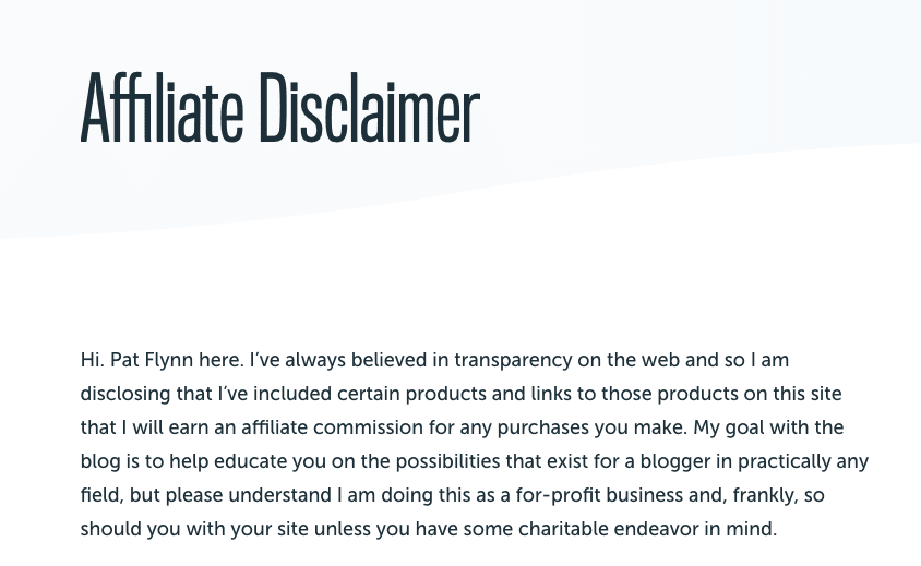 pat flynn affiliate disclaimer