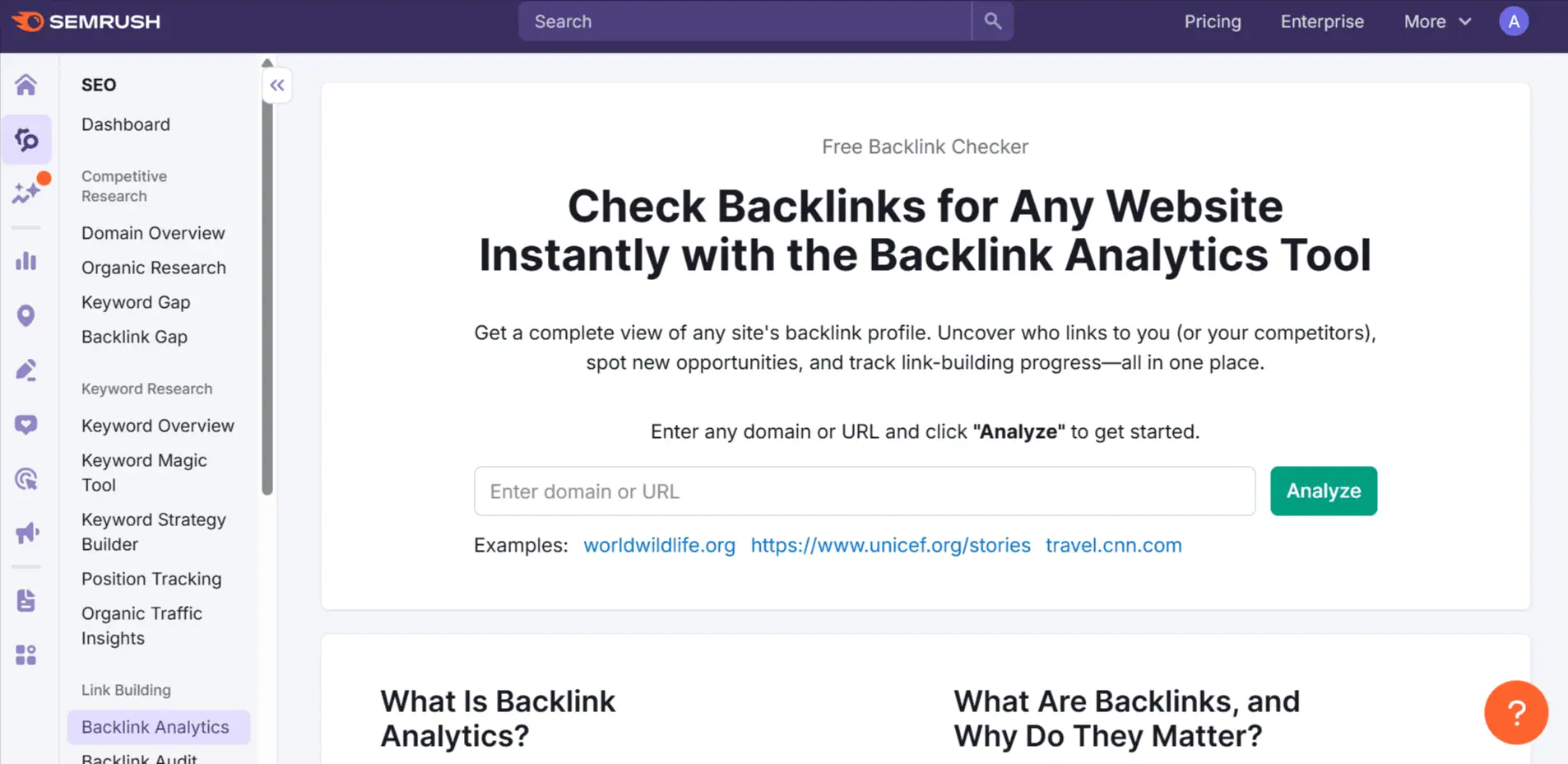 Semrush Backlink Analytics Backlink Checker Semrush Backlink Analytics Backlink Checker