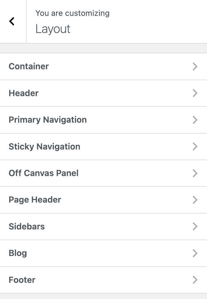 customizing page level layout options in gp