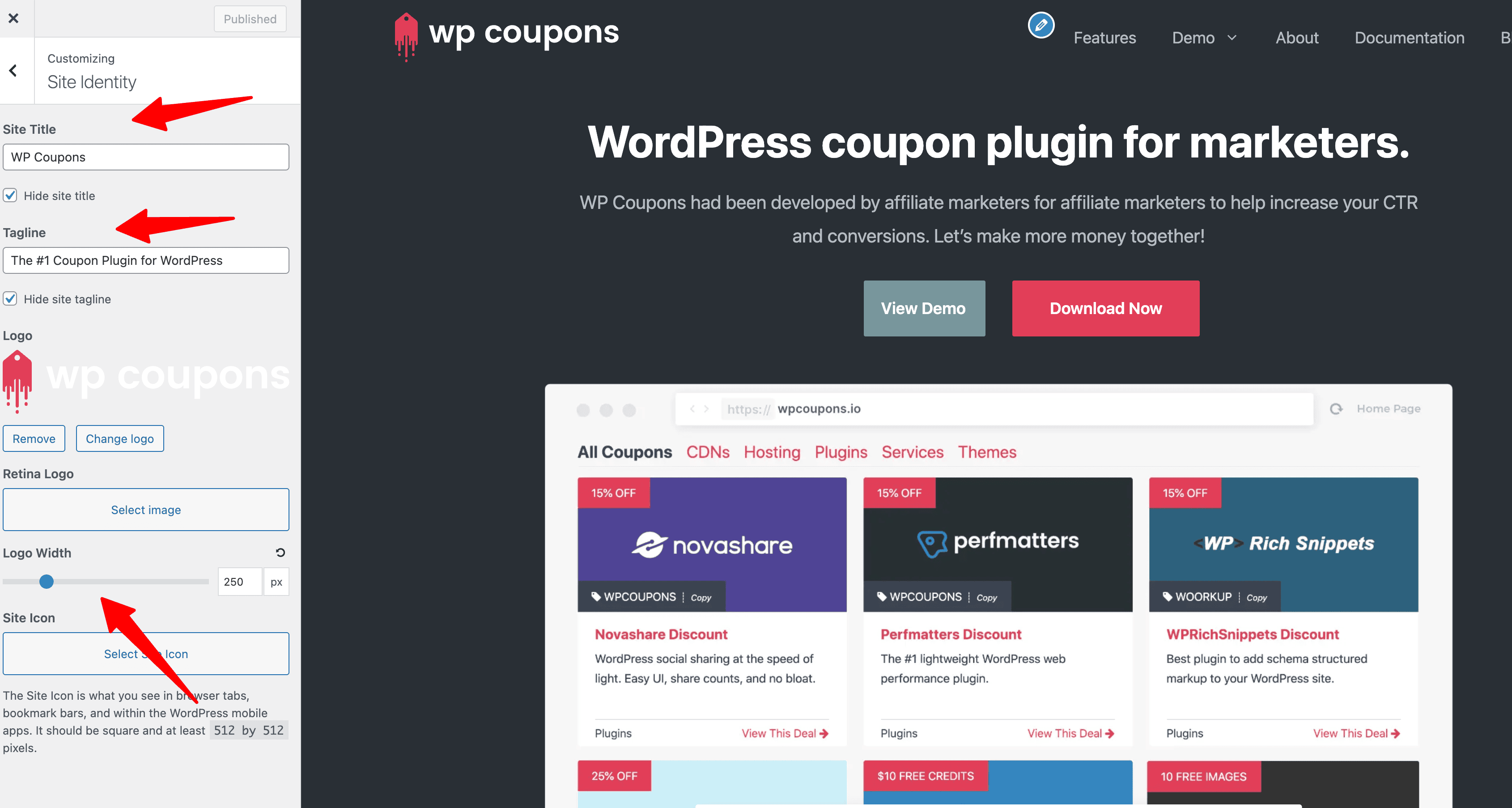 customizing site identity with generatepress