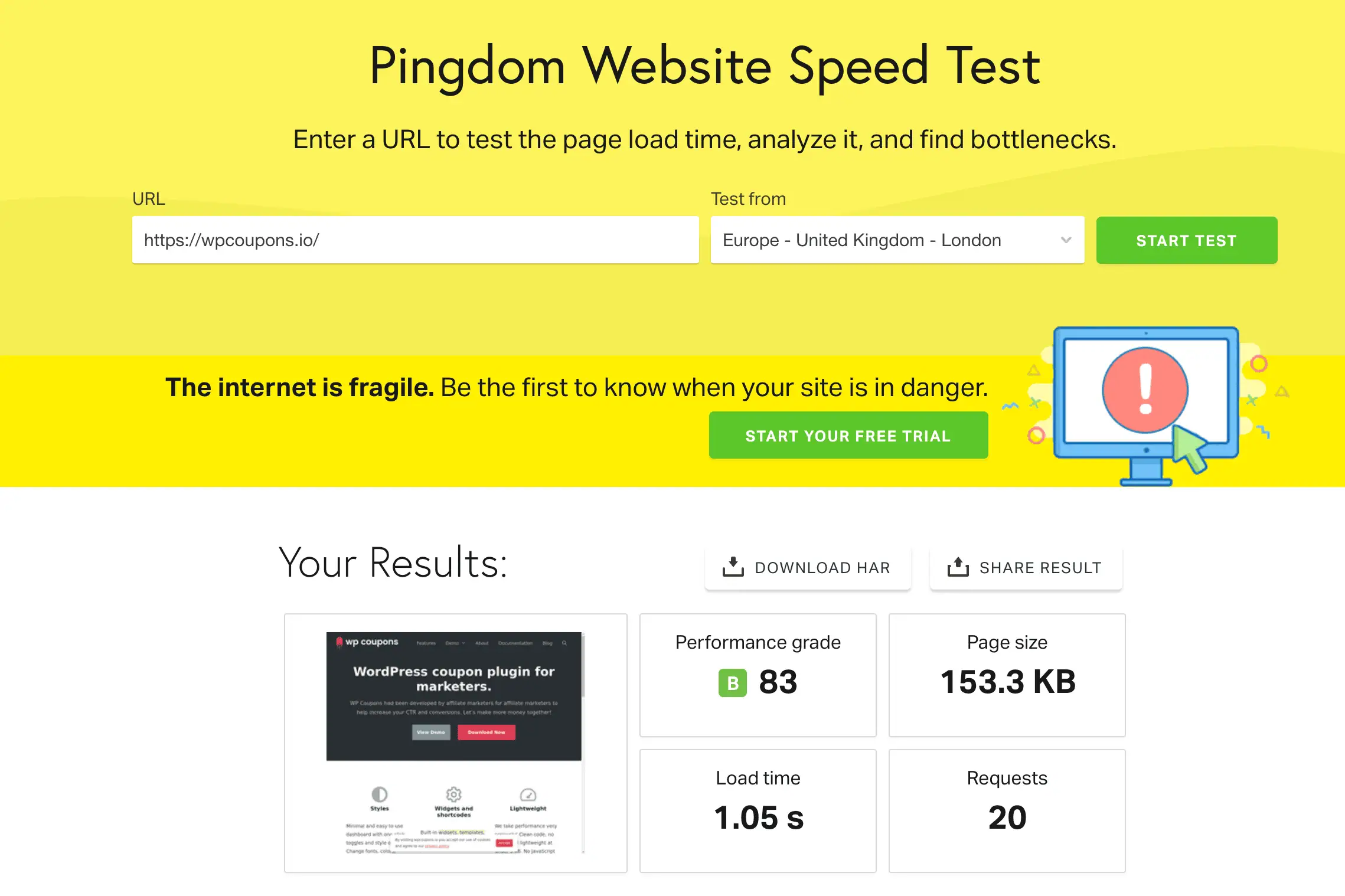 generatepress speed test on my wpcoupons site