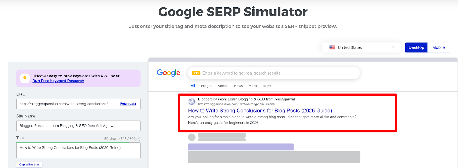 Mangools SERP Simulator
