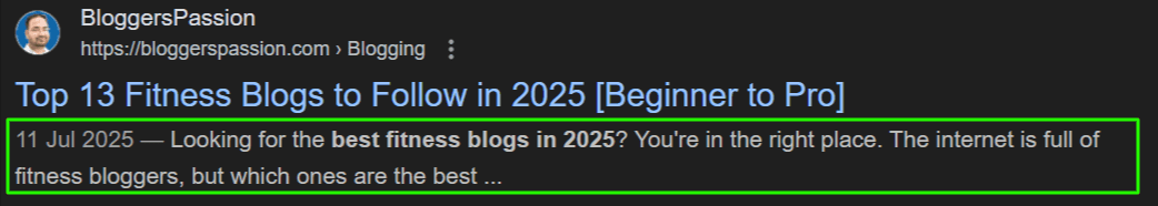 blog post description